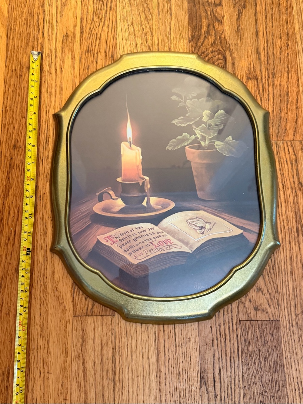 Gold Framed Candle and Book Wall Art - Home Wall Decor